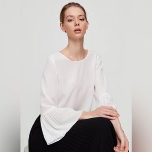 Aritzia Babaton Humbert Blouse, Cropped, bell-sleeve blouse, baby blue, …
